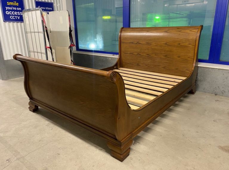 Sleigh Dark King Size Bed Frame