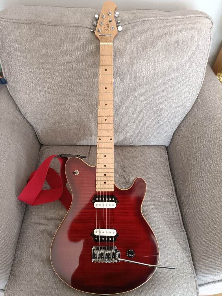 Guitar with hard case & strap