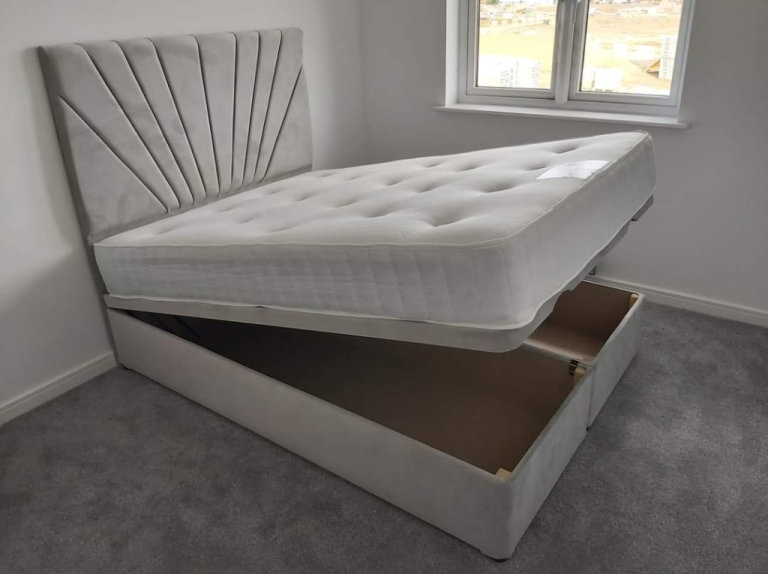 BRAND NEW OTTOMAN GAS LIFT STORAGE BED AND MATTRESS 