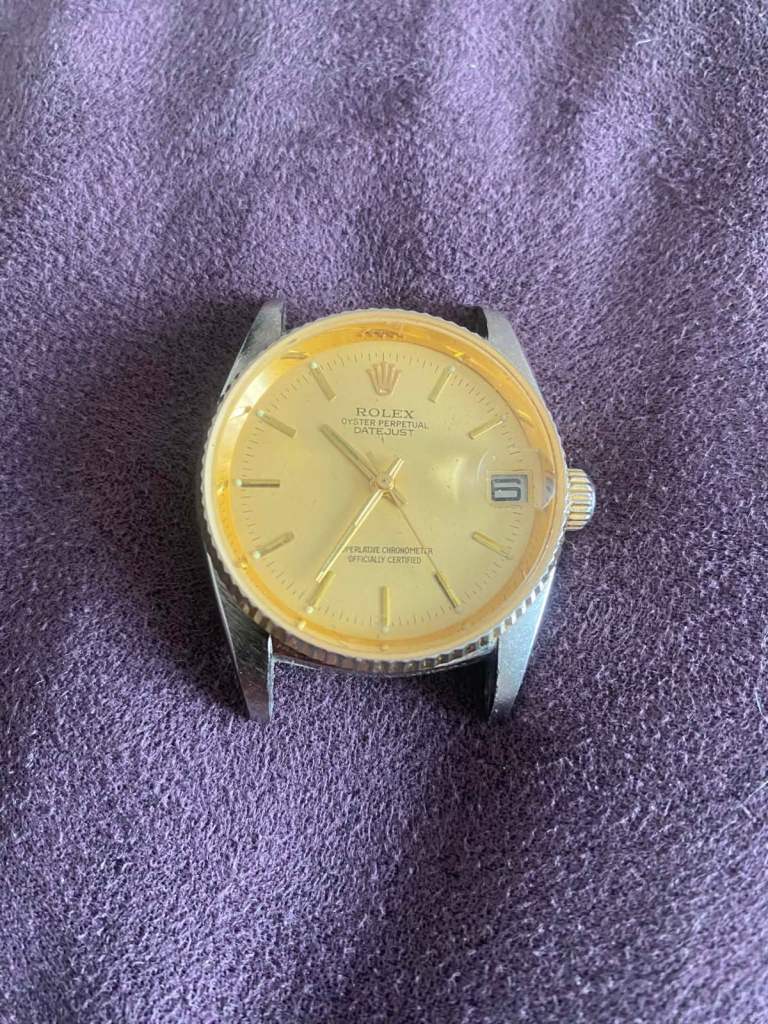  Vintage 1993 Rolex Oyster Perpetual Datejust 36mm Watch – Gold Dial, Good Condition