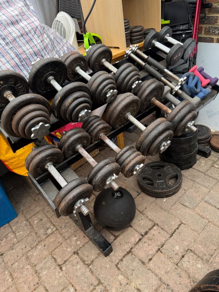 Various Dumbbells and Weight Plates - Fair Condition