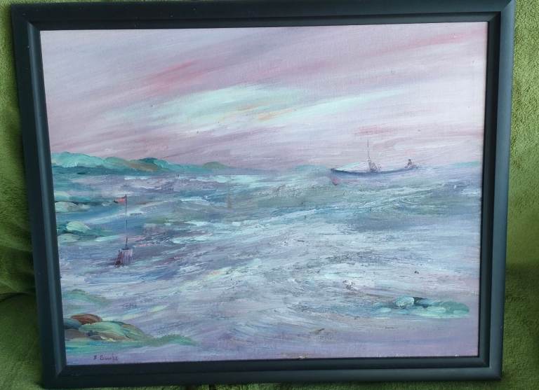 FRANK BURKE ORIGINAL OIL PAINTING SEASCAPE EXCELLENT CONDITION 