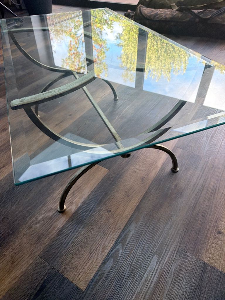 Glass Top Coffee Table with Gold Metal Base – Good Condition, £60.00 ...