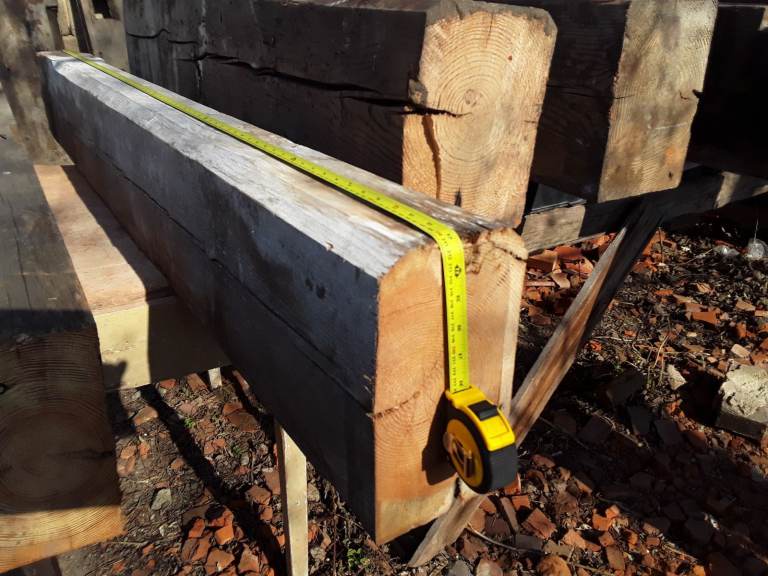 Reclaimed, 200 years solid pine beam. 7 foot long.