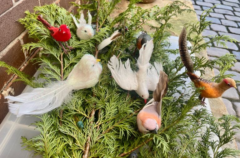 Rare Flock Of 7 Vintage Christmas Tree Decorations Birds