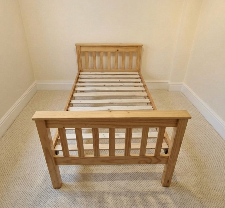 Single Solid Wooden Bed Frame (£50) (SAME DAY DELIVERY AVAILABLE)