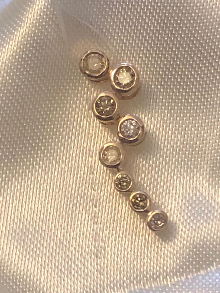 10Ct Rose Gold pendant Bubbles Champagne Green yellow Pink Diamonds new GOLD