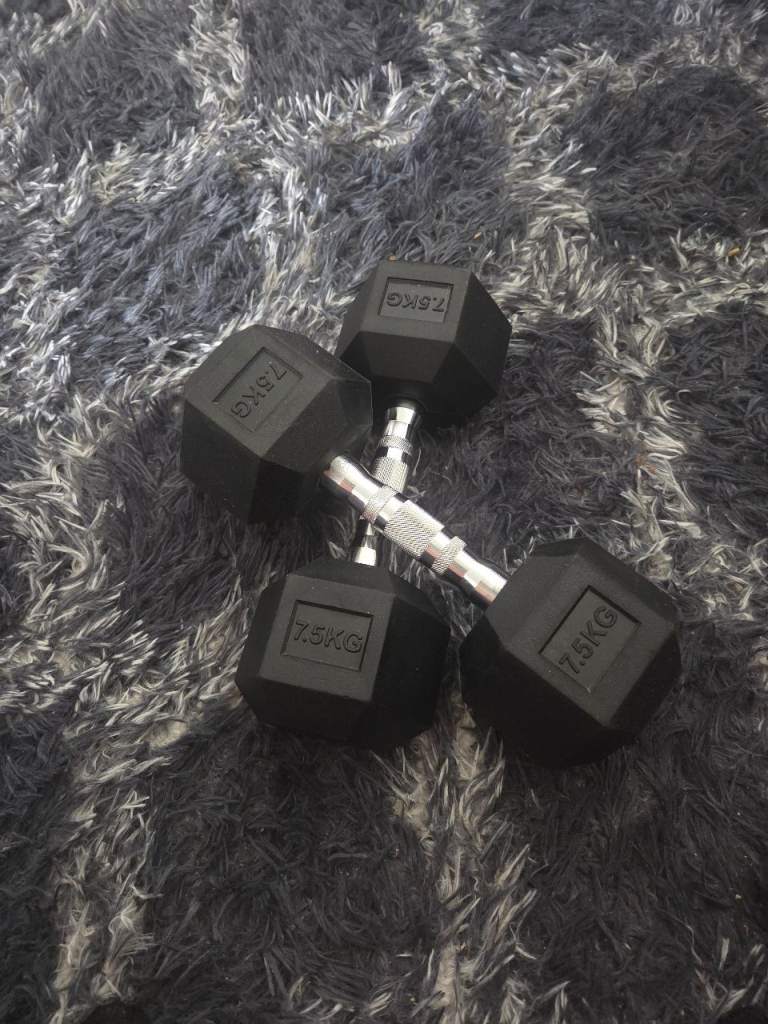Pair of 7.5kg Hex Dumbbells – Good Condition