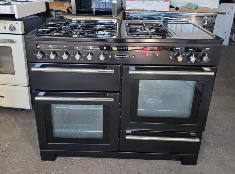 Rangemaster 110cm Dual Fuel Range Cooker Black - Free local delivery