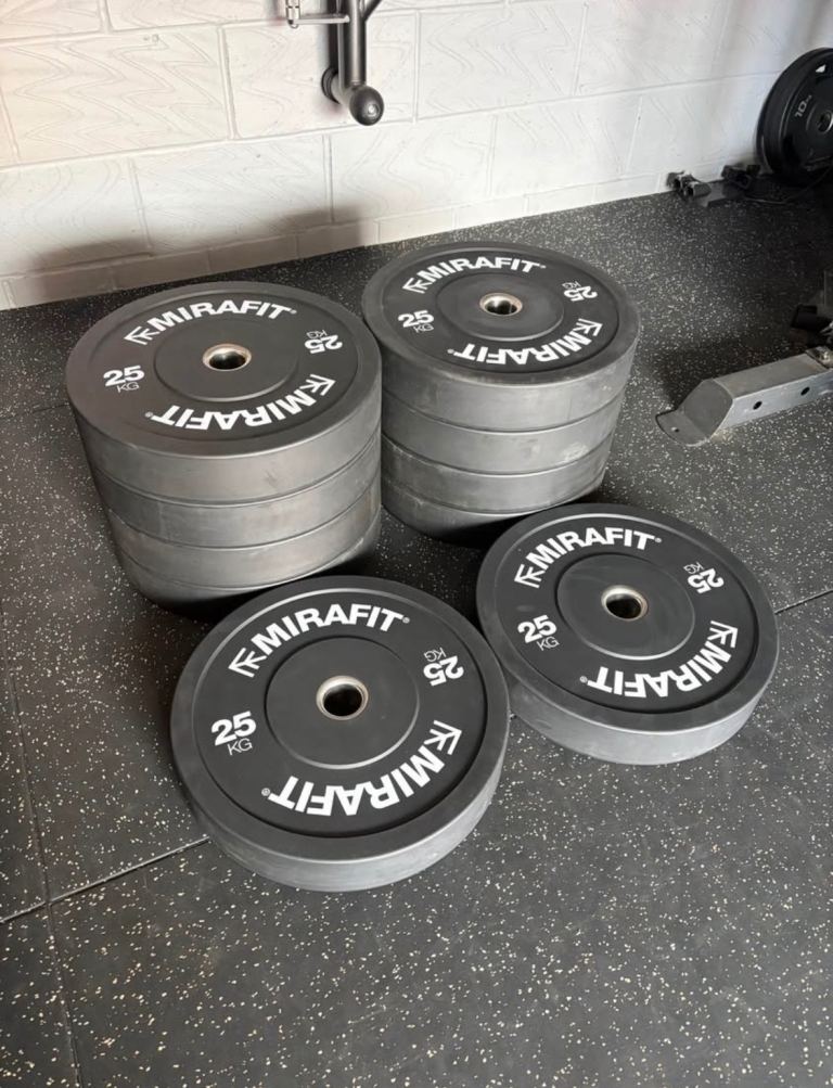 Mirafit 25kg Olympic bumper plates (3x pairs left) RRP: £149.95 a pair new. 