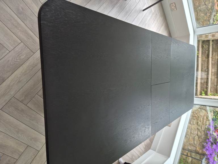 Extendable Black Wood Dining Table – As Good As New