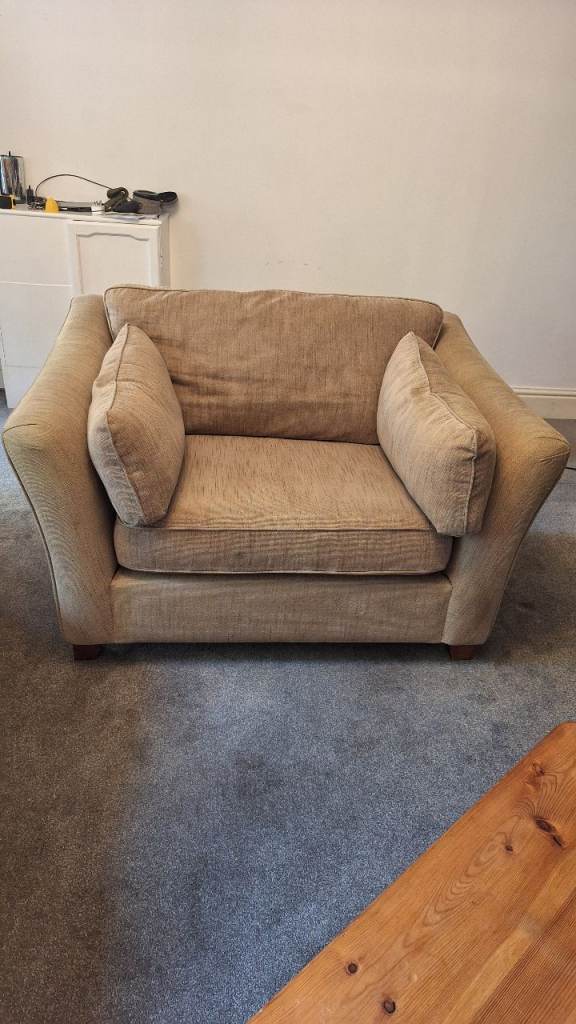 Comfy Beige Fabric Armchair – Good Condition