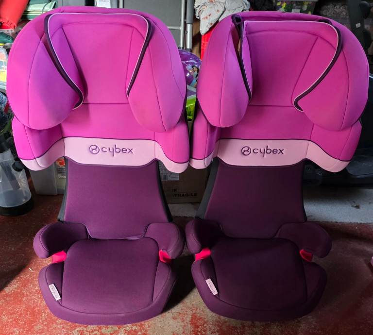 Cybex Solution X-Fix Car Seats (2 x available)– Purple/Pink, Good Condition