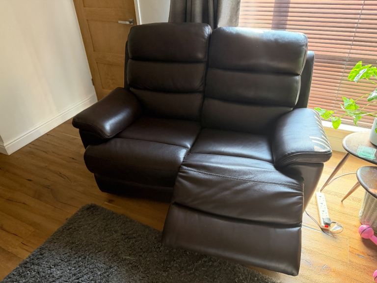 Brown Leather Reclining Sofa