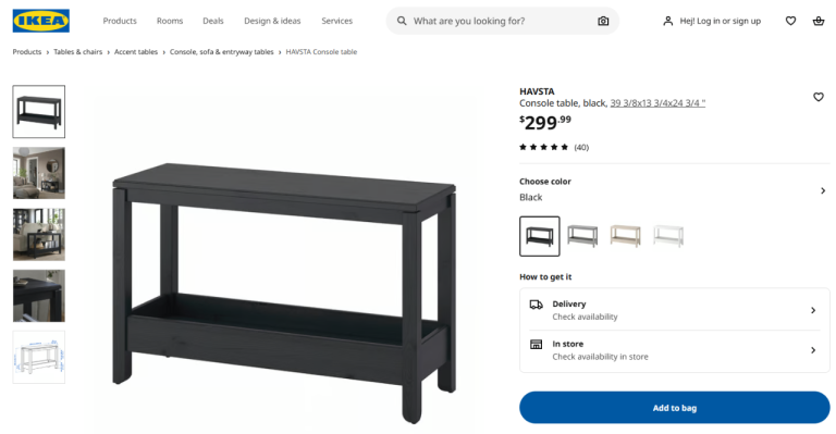 image for IKEA Havsta Console / Side Table, Coffe Table, Solid Wood, Dark Brown/Black
