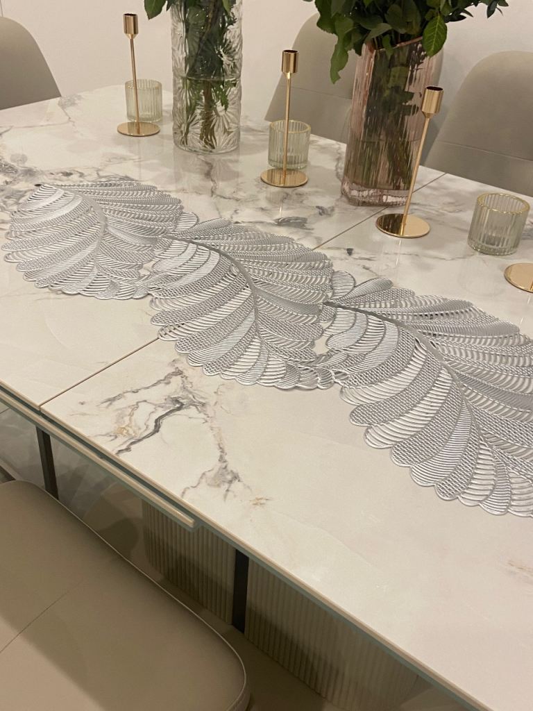 Decorative Silver Leaf Table Runner 1pc