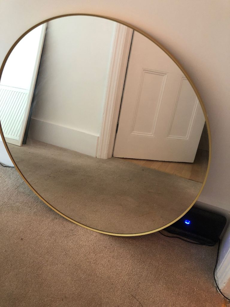 Large Gold Framed Oval Wall Mirror – Good Condition
