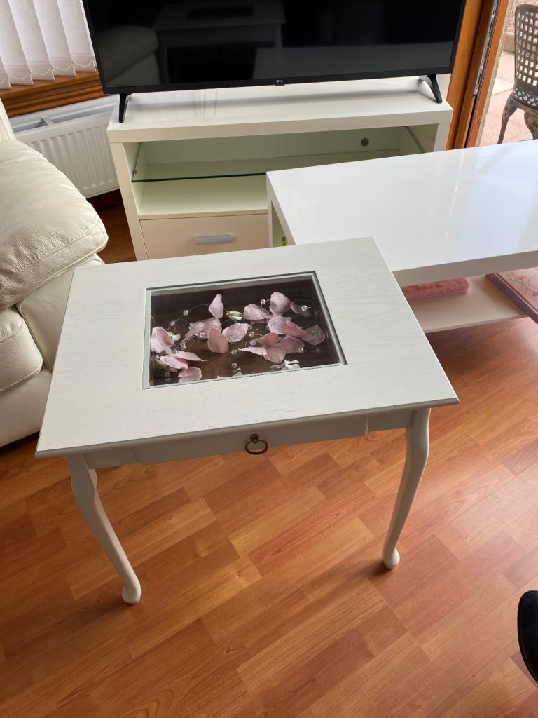 White modern x 3 coffee table side table and tv unit white modern 
