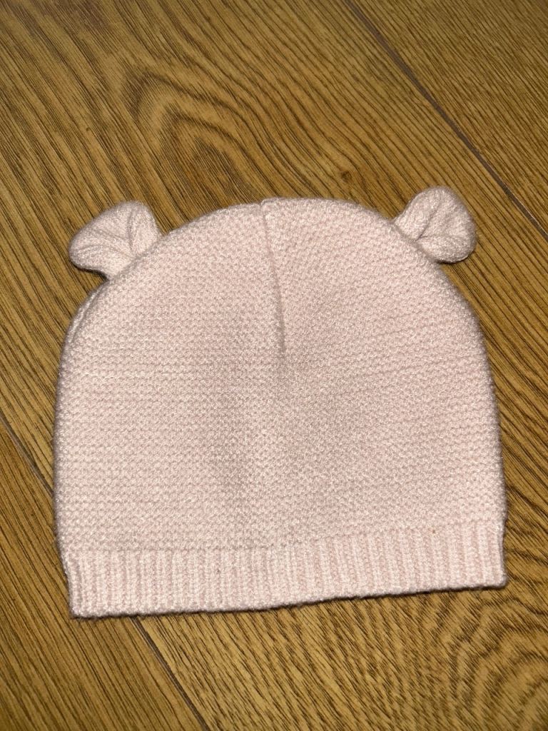 Pink Baby Hat with Bear Ears