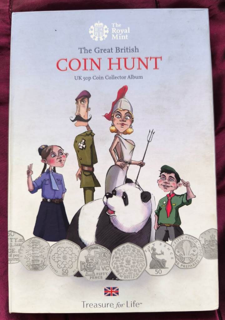 Coin Hunt Album +50p 26 coin set ,circulated,(incl .Kew Garden Copy coin)