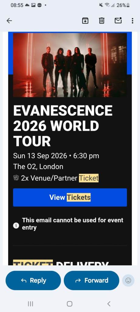  2 Evanescence tickets 