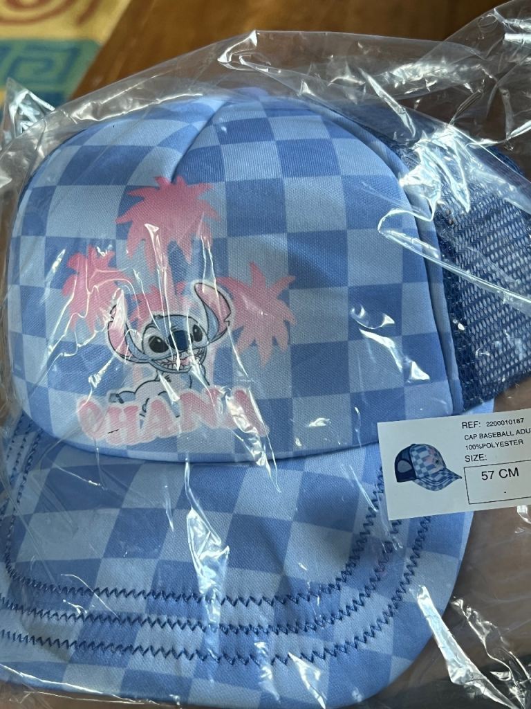 New Disney Stitch Adult Baseball Cap – Blue Checkered, Size 57cm