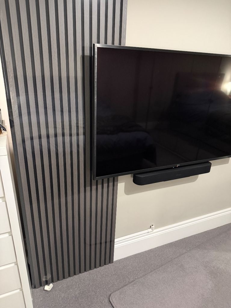 image for PREMIUM ACOUSTIC SLATTED WALL PANEL. Dark Grey