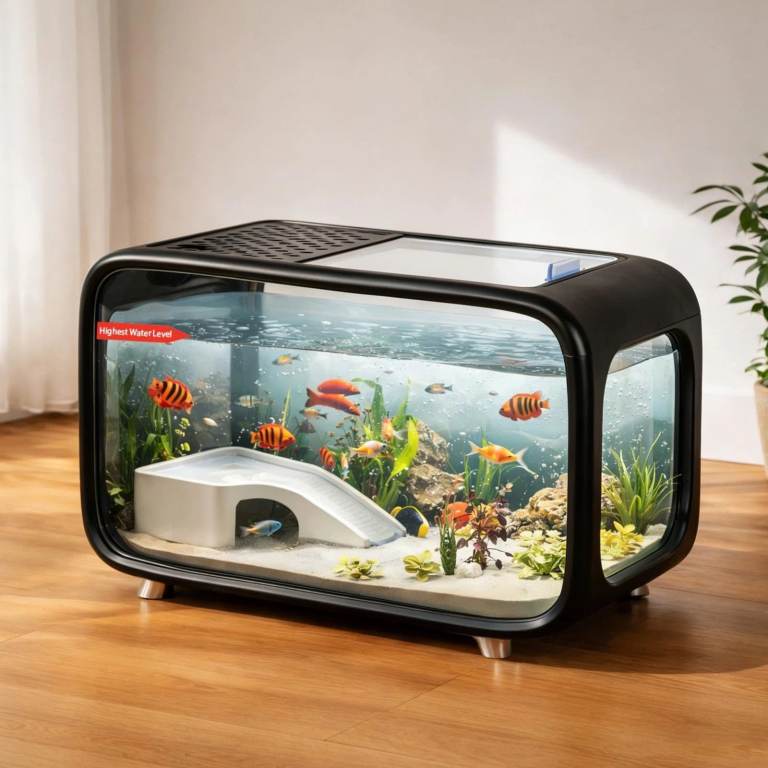 Compact Fish Tank Kit Clear Viewing Desktop Aquarium & climbing frame 40x22x25cm