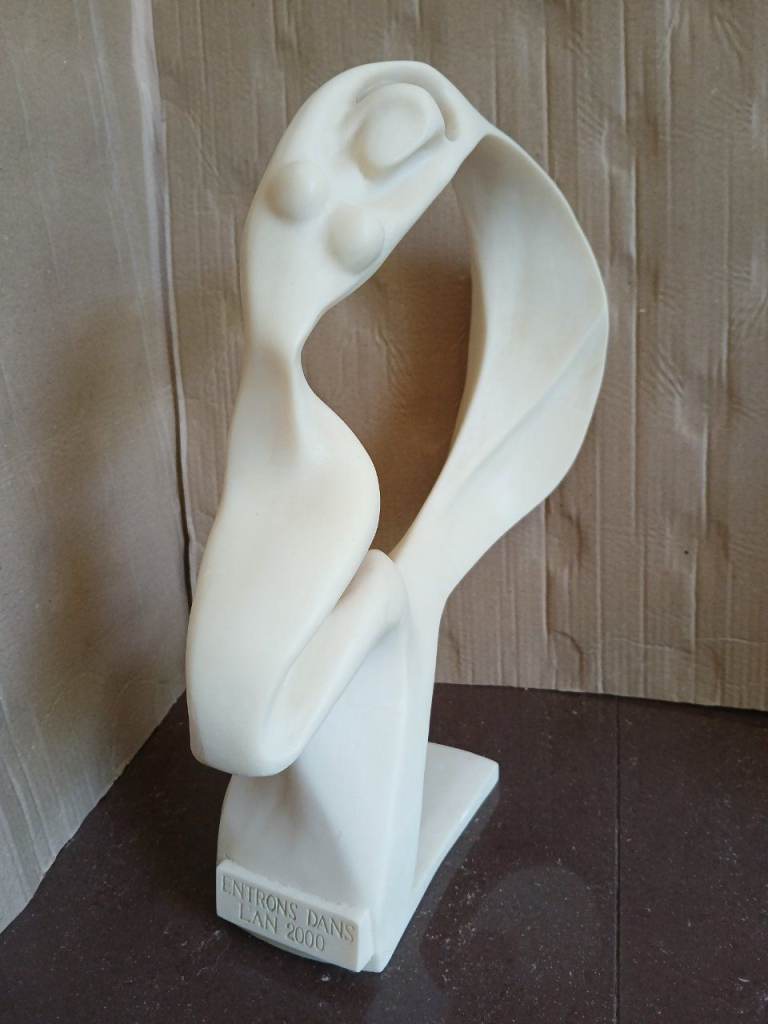 Woman Sycle Of Life Modern Alabaster Art Abstract Statue Sculpture 2000 Greece made 2.7kg