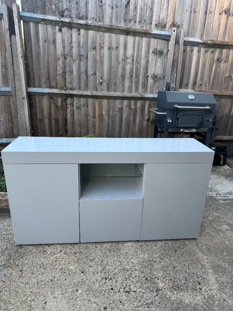 Modern Grey TV Unit with Storage – Good Condition