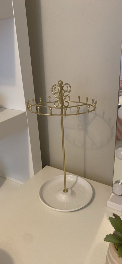 Gold Coloured Jewellery Stand with White Base