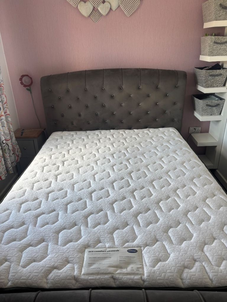 King size sleigh bed velvet charcoal 