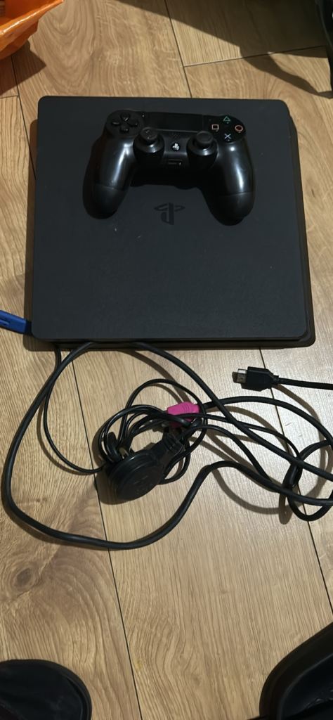 Sony ps4 slim console with all wires and official wireless controller - works perfect