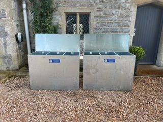  x 2 Galvanised 3 compartment Metal lockable equestrian feed Storage Bins – Good Condition