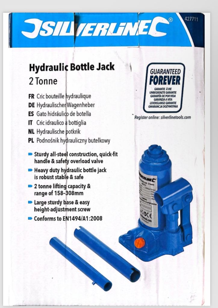 New Silverline 2-Tonne Bottle Jack & Extendable Wrench 