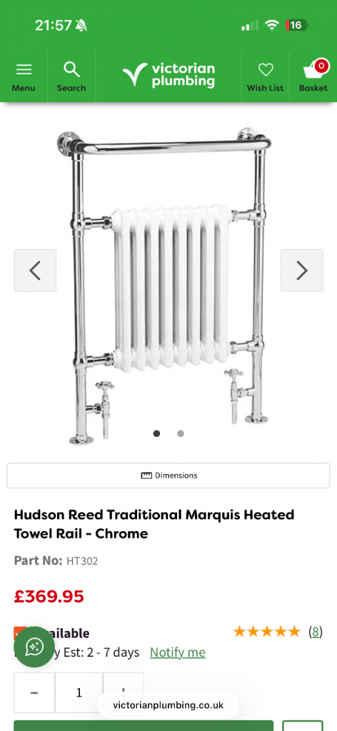 Cast iron and chrome radiator/towel rail