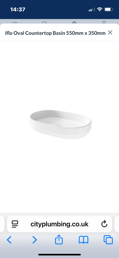 Iflo Oval countertop basin 550 x 350mm