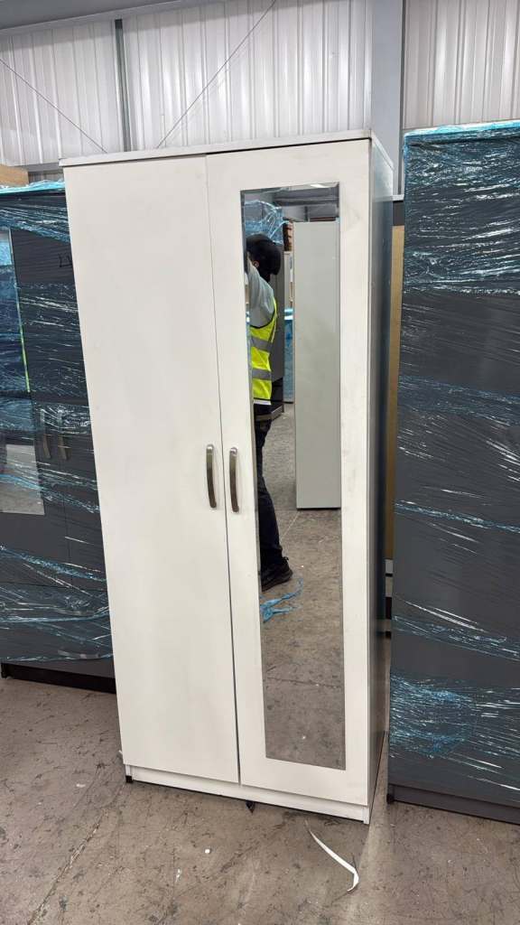White Wardrobe with Mirror Door 