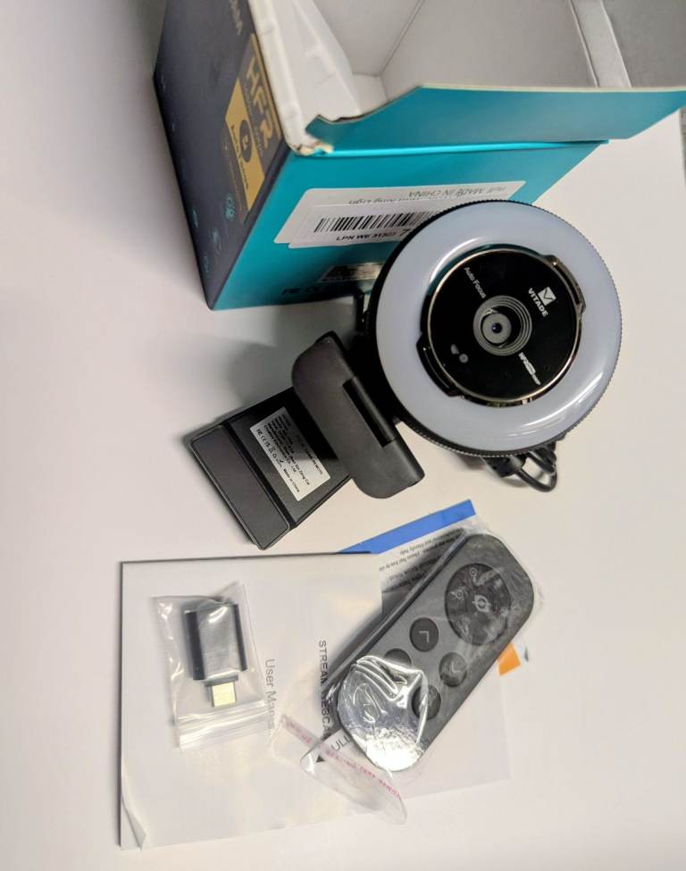 VITADE Stream Webcam with Ring Light – Full HD 1080p