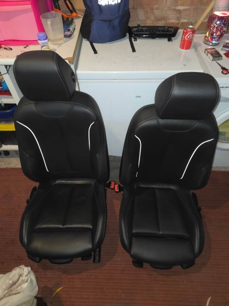 BMW F30 F20 F31 F36 Black Heated Leather M Sport Comfort Seats with underseat modules & hvac panel 