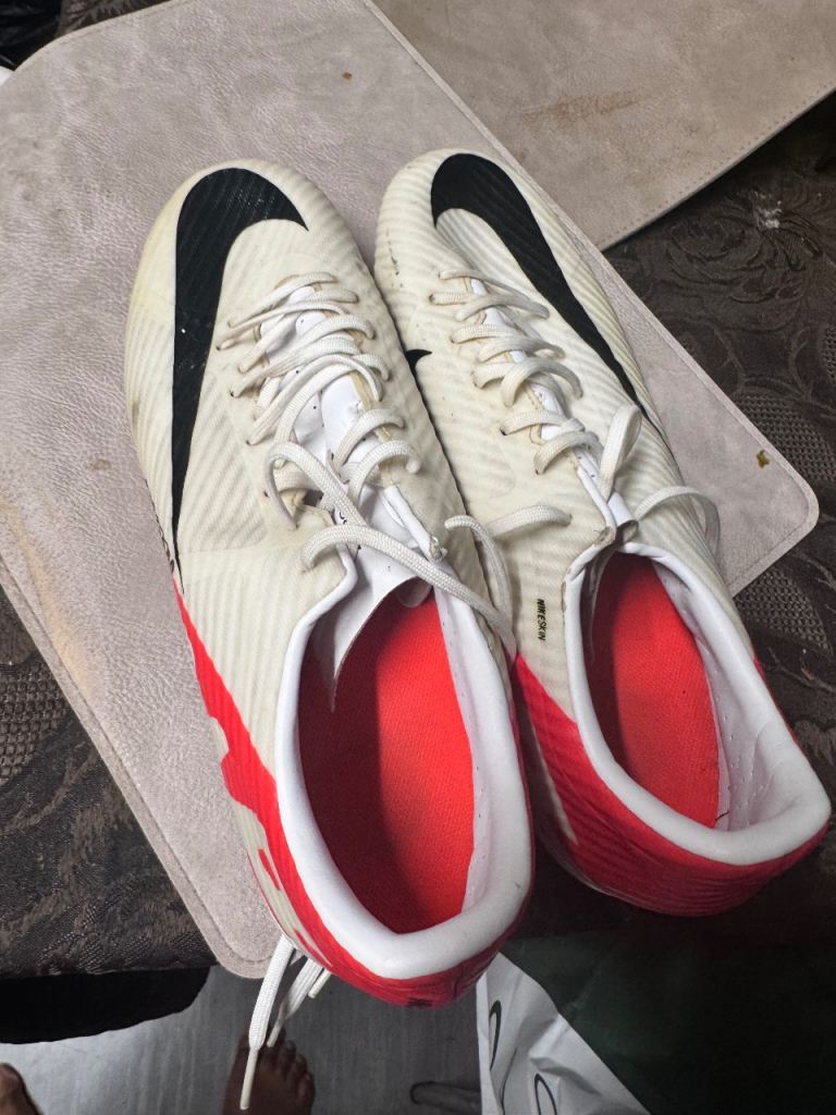 Nike Football Boots – White, Red & Black