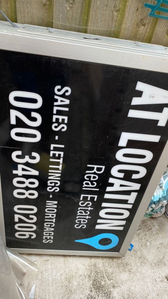 Large Double-Sided Real Estate Shop Sign - Good Condition