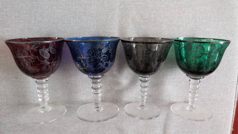 Lovely Set of Four Venetian Vintage Glass Goblets