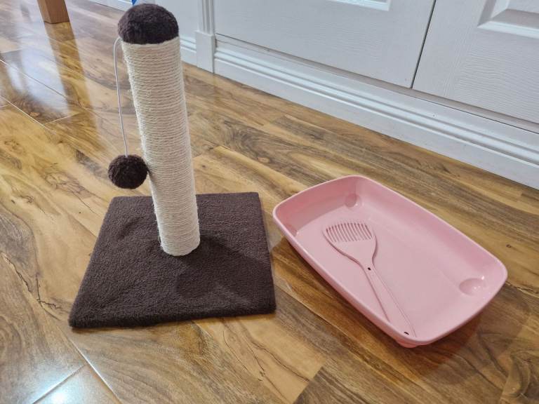 Kitten/Cat scratch post and kitten litter tray