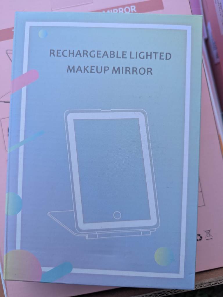 FUNTOUCH Rechargeable Travel Makeup Mirror with Lights, 10X Magnifying Mirror