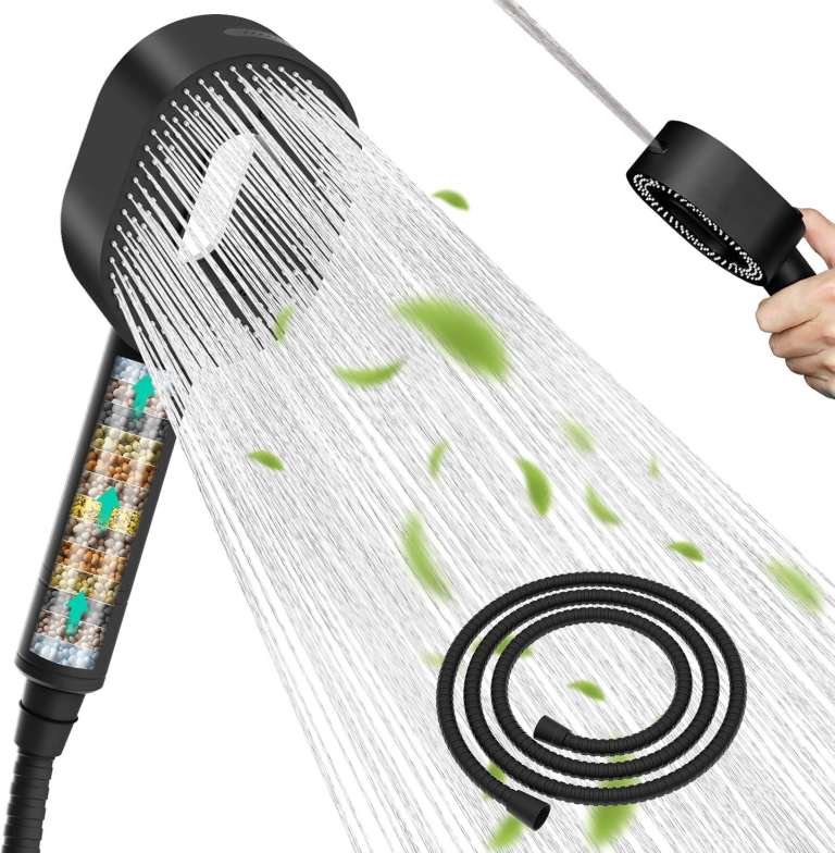 Hibbent Water Filter Shower Head with 20 Stage Filter, 3 modes, 3 Spray Jet Modes.