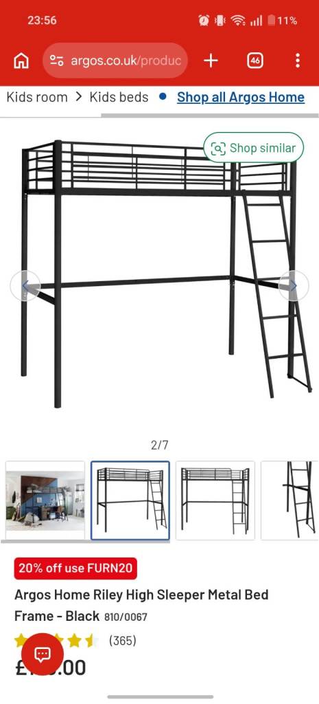 Loft bed frame 