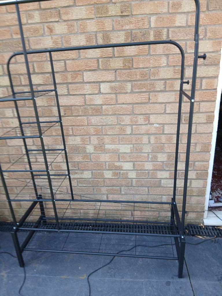 Black Metal Shelving Unit / Plant Stand – Good Condition