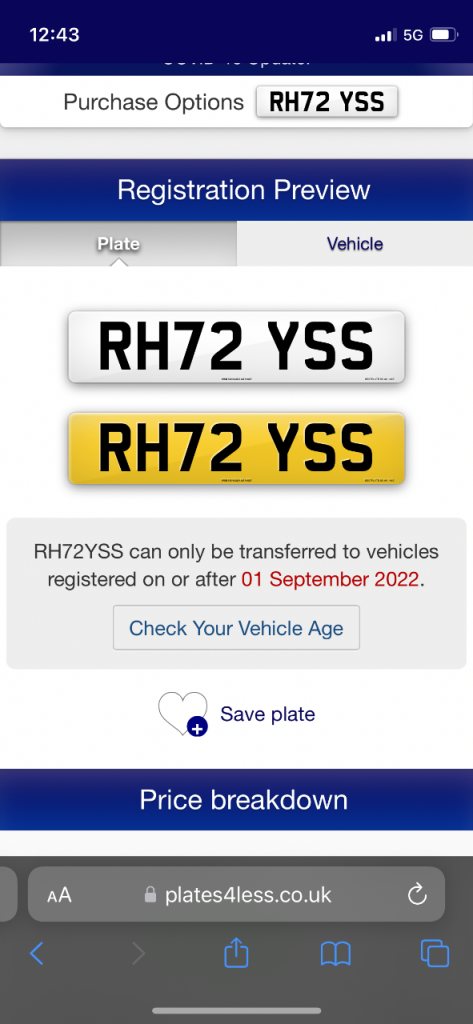 Private Registration - RH72YSS