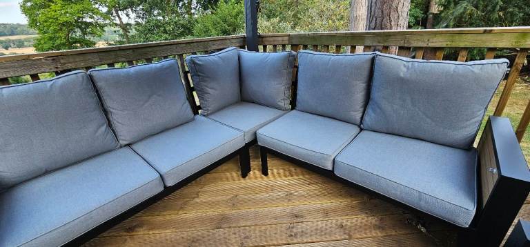 5 seater grey L-Shape garden corner sofa
